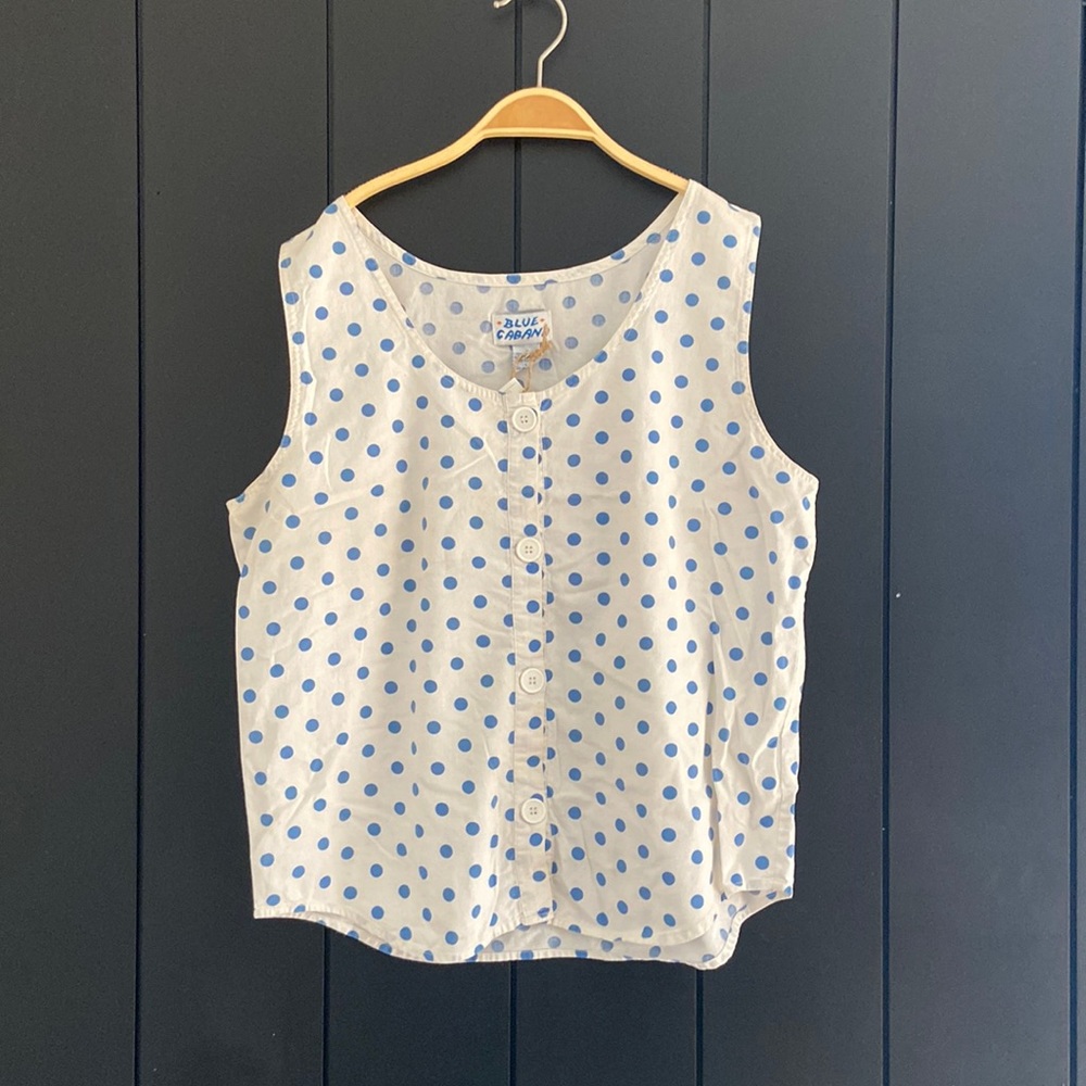 90’s Blue Cabana Button tank